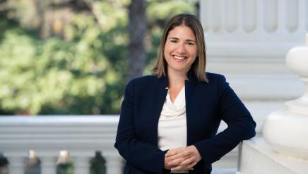 Smiling Leaning Wide Shot